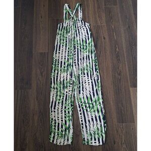 💙 Zara Trafaluc Soft Lightweight Flowy Jumpsuit Size S Tropical Vacation Cruise